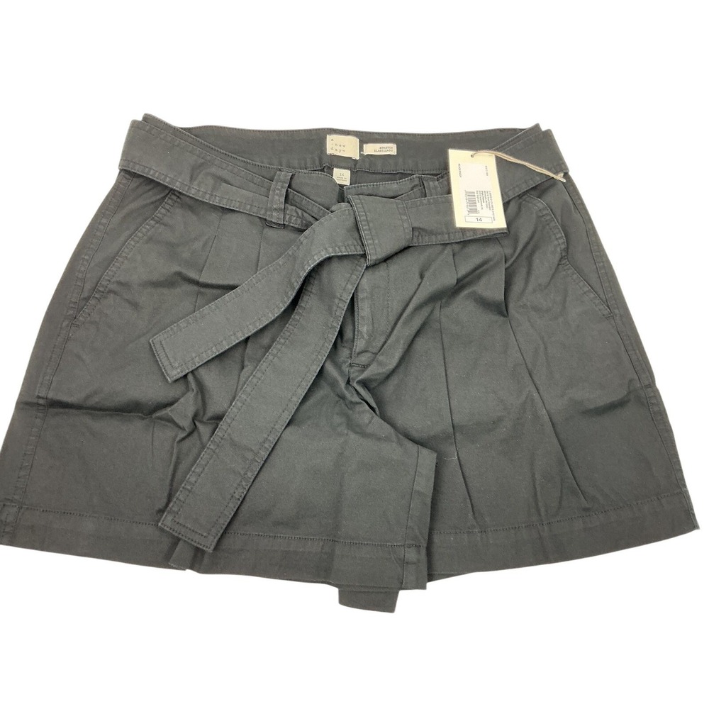 A New Day Womens Shorts Size 14 Black Belted‎ High Waist Casual Summer